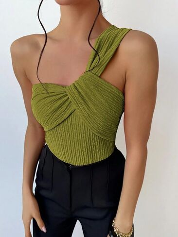 Skays Women's Front Twist Solid Color Slim Fit Counte One -Counter Suityless Smooless Control Suity Beachless Jumpsuit in Kuwait