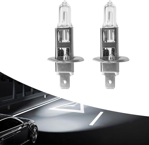 2PCS H1 Headlight Bulb High and Low Beam H1 Halogen Headlight Bulbs Restoration Kit, 12V 55W H1 LED Fog Light Bulb Multi-Purpose Lamp Quartz Headlamp Driving Light Bulb Standard Replacement in Kuwait