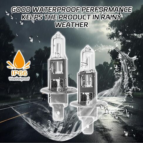 2PCS H1 Headlight Bulb High and Low Beam H1 Halogen Headlight Bulbs Restoration Kit, 12V 55W H1 LED Fog Light Bulb Multi-Purpose Lamp Quartz Headlamp Driving Light Bulb Standard Replacement in Kuwait