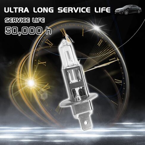 2PCS H1 Headlight Bulb High and Low Beam H1 Halogen Headlight Bulbs Restoration Kit, 12V 55W H1 LED Fog Light Bulb Multi-Purpose Lamp Quartz Headlamp Driving Light Bulb Standard Replacement in Kuwait
