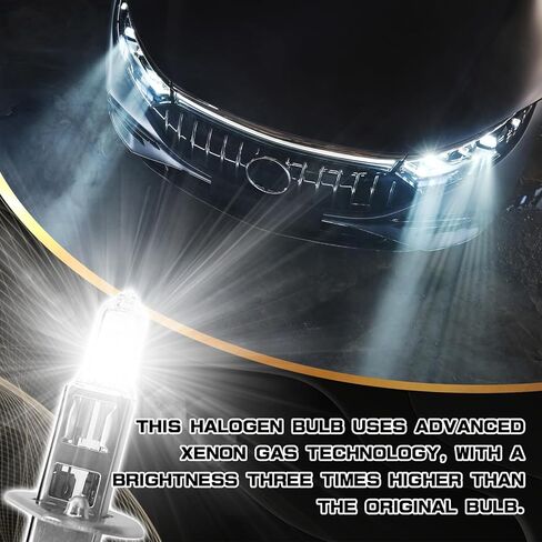 2PCS H1 Headlight Bulb High and Low Beam H1 Halogen Headlight Bulbs Restoration Kit, 12V 55W H1 LED Fog Light Bulb Multi-Purpose Lamp Quartz Headlamp Driving Light Bulb Standard Replacement in Kuwait