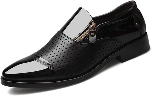 Men's Tuxedo Patent Leather Dress Shoes Classic Zip Formal Business Shoes Oxfords in Kuwait