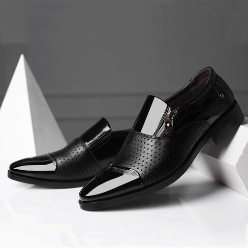 Men's Tuxedo Patent Leather Dress Shoes Classic Zip Formal Business Shoes Oxfords in Kuwait