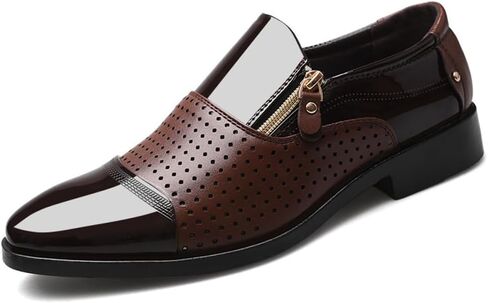 Men's Tuxedo Patent Leather Dress Shoes Classic Zip Formal Business Shoes Oxfords in Kuwait