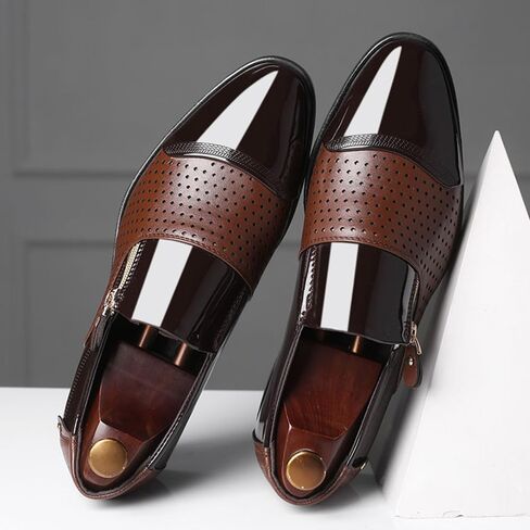 Men's Tuxedo Patent Leather Dress Shoes Classic Zip Formal Business Shoes Oxfords in Kuwait