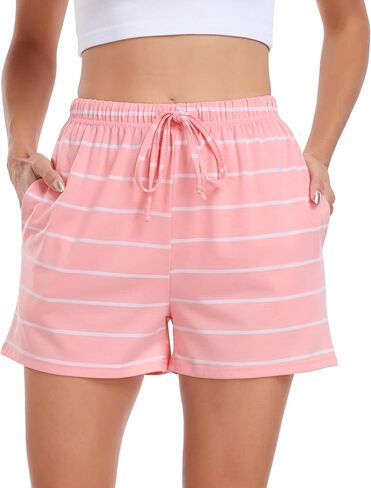 Vlazom Women's Pajama Shorts Comfy Sleep Shorts Striped Pajama Bottom Drawstring Waist with Pockets S-XXL in Saudi Arabia