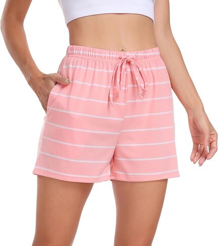 Vlazom Women's Pajama Shorts Comfy Sleep Shorts Striped Pajama Bottom Drawstring Waist with Pockets S-XXL in Saudi Arabia