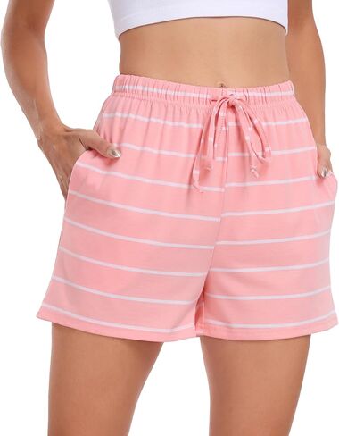 Vlazom Women's Pajama Shorts Comfy Sleep Shorts Striped Pajama Bottom Drawstring Waist with Pockets S-XXL in Saudi Arabia