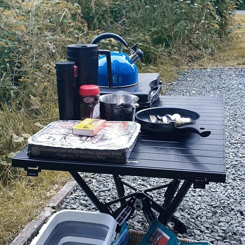 طاولة تخييم معدنية قابلة للطي مقاومة للحرارة، سعة 110 شديدة التحمل، إطار ألومنيوم سميك وأقدام مطاطية، طاولة شاطئ مستطيلة محمولة في الهواء الطلق مع حقيبة حمل للرمل، مخيم السيارة، السفر in Kuwait