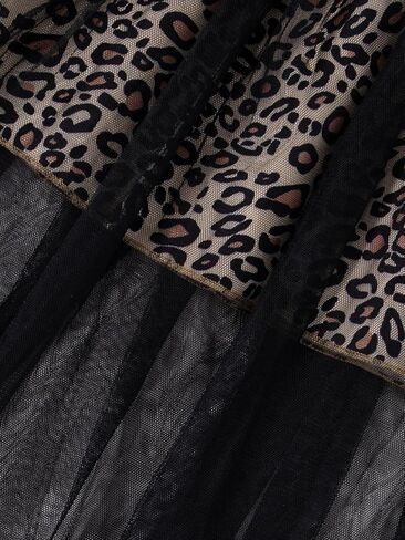 Girl's Skirt Outfits Two Piece Print Short Sleeve Asymmetrical T Shirt and Leopard Mesh Skirt Set in Saudi Arabia