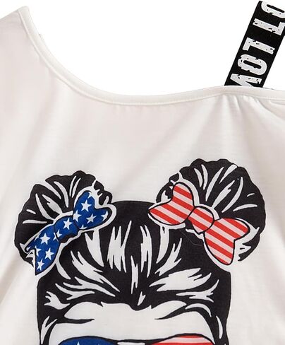 Girl's Skirt Outfits Two Piece Print Short Sleeve Asymmetrical T Shirt and Leopard Mesh Skirt Set in Kuwait