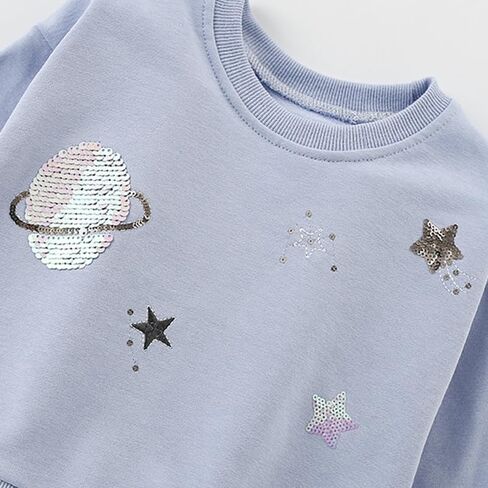 Velius Toddler Girls Long Sleeve Cotton Crew Neck Pullover Sweatshirt with Tutu Skirts Casual Outwear for Kids 2-7 Years in Saudi Arabia