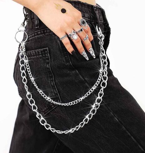 Hip Hop Pants Chain for Men Goth Jean Chains for Pant Punk Pocket Chain Layered Acrylic Keychains Cute Trouser Chain Rock Wallet Chain Waist Body Accessories for Women in Saudi Arabia