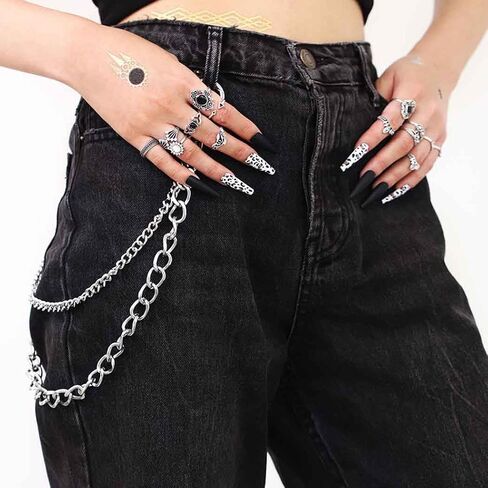 Hip Hop Pants Chain for Men Goth Jean Chains for Pant Punk Pocket Chain Layered Acrylic Keychains Cute Trouser Chain Rock Wallet Chain Waist Body Accessories for Women in Saudi Arabia