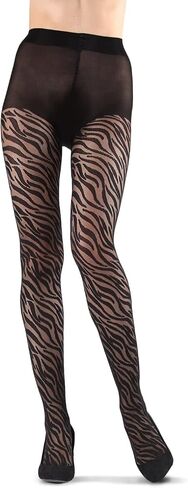 MeMoi Women's Zebra Stripe Sheer Nylon Tights in Saudi Arabia