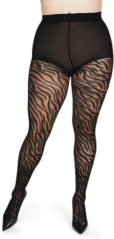 MeMoi Women's Zebra Stripe Sheer Nylon Tights in Saudi Arabia
