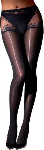 Women's Oil Shiny Pantyhose Lace Crotch High Waist Stockings Tights Oil Shimmer Tights Ultra Silky 8 Denier in Kuwait