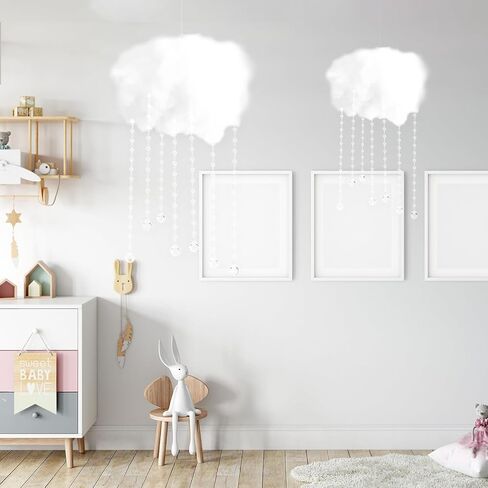 18 Pcs Artificial Cloud Props Ceiling Cloud Decorations with Sun Catching Crystals 3D Hanging Fake Clouds Cotton for Bedroom Living Room Ceiling Baby Shower Party Wedding DIY Hanging Ornament in Saudi Arabia