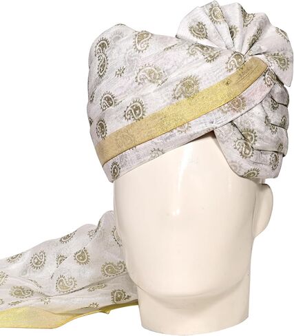 Traditional Unstitched Fabric Cotton Silk zari Printed safa/Wedding/bharati safa Pheta (Turban Safa) for Men in Saudi Arabia