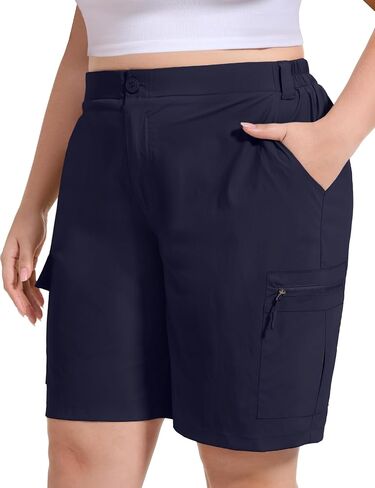 FOREYOND Women's Plus Size Golf Shorts Quick Dry 9'' Hiking Cargo Shorts Athletic Casual Summer Bermuda with Pockets in Saudi Arabia
