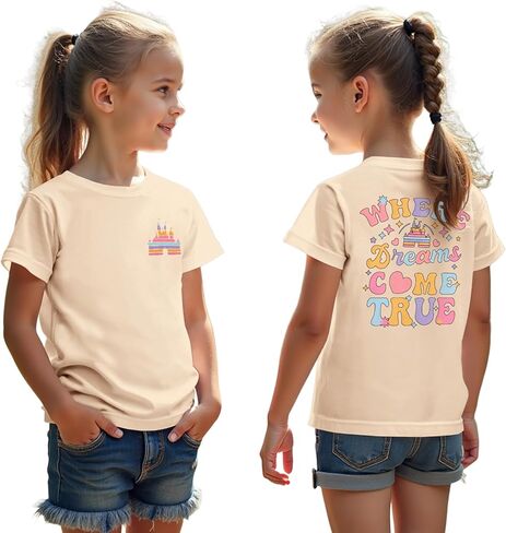 CM C & M Wodro Magic Kingdom Shirt for Kid Castle Graphic T-Shirt Girls Holiday Fairy Tale Tee Summer Summer Short Sleeve Tops in Saudi Arabia