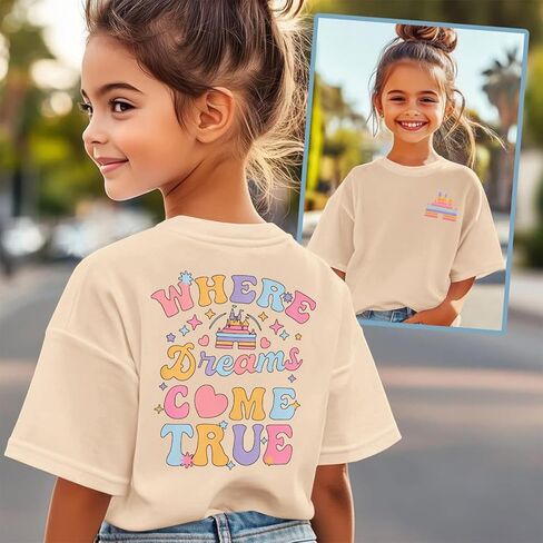 CM C & M Wodro Magic Kingdom Shirt for Kid Castle Graphic T-Shirt Girls Holiday Fairy Tale Tee Summer Summer Short Sleeve Tops in Saudi Arabia