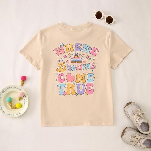 CM C & M Wodro Magic Kingdom Shirt for Kid Castle Graphic T-Shirt Girls Holiday Fairy Tale Tee Summer Summer Short Sleeve Tops in Saudi Arabia