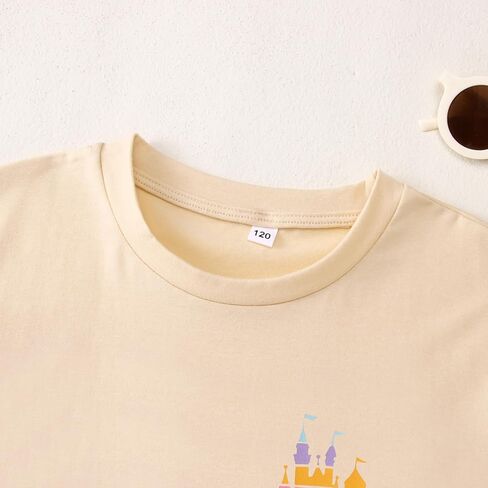CM C & M Wodro Magic Kingdom Shirt for Kid Castle Graphic T-Shirt Girls Holiday Fairy Tale Tee Summer Summer Short Sleeve Tops in Saudi Arabia