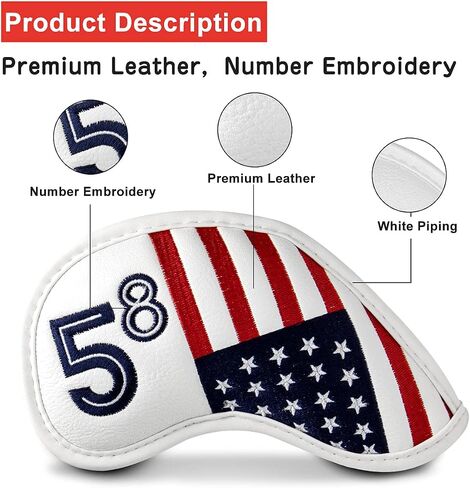 American Flag Golf Wedge Head Cover, US Flag Wedge Cover 48 for All Brand - Premium Leather Golf Iron Club Head Cover Headcover for Men (1pc 48 Degrees) in Saudi Arabia
