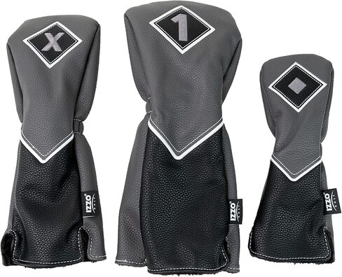 IZZO Golf Premium Fairway Wood Headcover Gray/Black - Durable PU Leather Golf Fairway Wood Headcover in Saudi Arabia