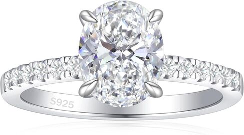 1.5CT 925 Sterling Silver Engagement Rings for Women Oval Cut Cubic Zirconia Wedding Promise Rings for Her Size 4-12.5 in Saudi Arabia