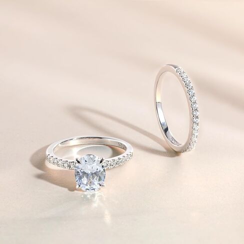 1.5CT 925 Sterling Silver Engagement Rings for Women Oval Cut Cubic Zirconia Wedding Promise Rings for Her Size 4-12.5 in Saudi Arabia