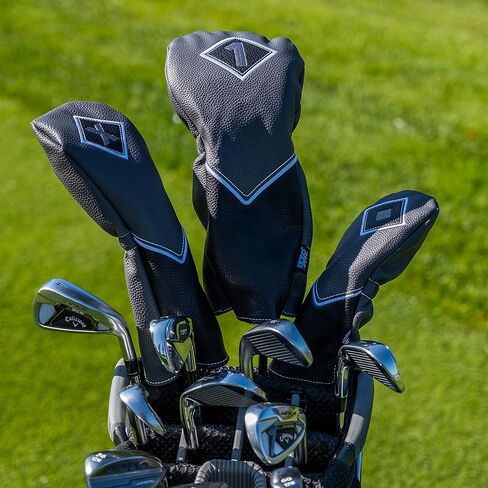 IZZO Golf Premium Fairway Wood Headcover Gray/Black - Durable PU Leather Golf Fairway Wood Headcover in Saudi Arabia
