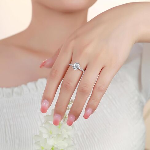 1.5CT 925 Sterling Silver Engagement Rings for Women Oval Cut Cubic Zirconia Wedding Promise Rings for Her Size 4-12.5 in Saudi Arabia