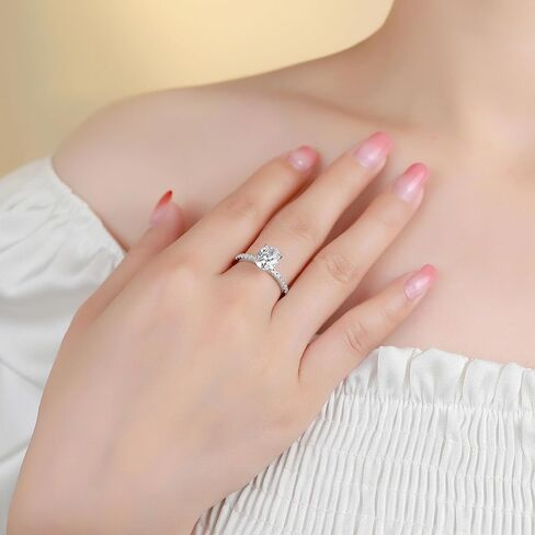 1.5CT 925 Sterling Silver Engagement Rings for Women Oval Cut Cubic Zirconia Wedding Promise Rings for Her Size 4-12.5 in Saudi Arabia