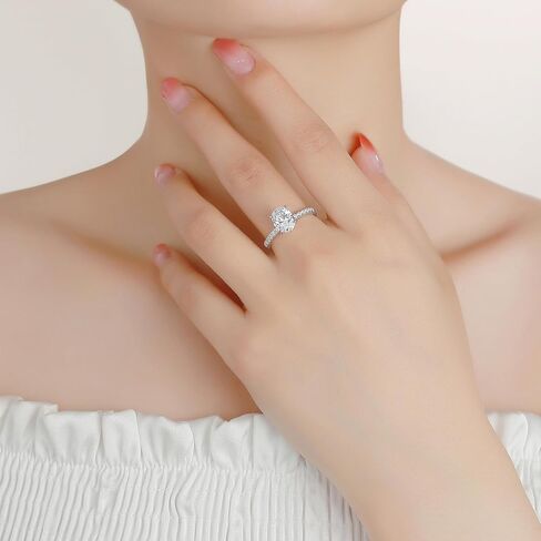 1.5CT 925 Sterling Silver Engagement Rings for Women Oval Cut Cubic Zirconia Wedding Promise Rings for Her Size 4-12.5 in Saudi Arabia