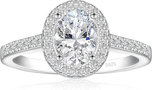 1.5CT 925 Sterling Silver Engagement Rings for Women Oval Cut Cubic Zirconia Wedding Promise Rings for Her Size 4-12.5 in Saudi Arabia