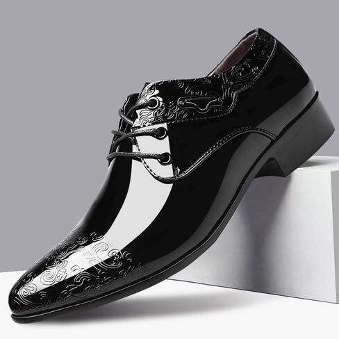 Men's Patent Leather Oxford Dress Shoes Business Lace-ups Wedding Shoe Office Loafers Formal Derbys in Kuwait