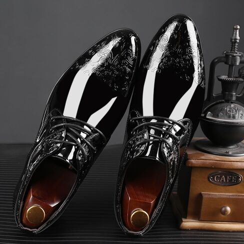 Men's Patent Leather Oxford Dress Shoes Business Lace-ups Wedding Shoe Office Loafers Formal Derbys in Kuwait