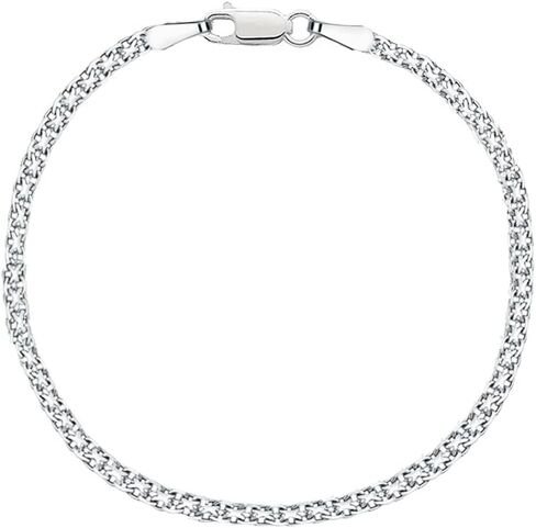 Savlano 925 Sterling Silver 2MM Bismark Chain Mesh Link Anklet for Women Comes in 9"-10" inches with Gift Box - Made in Italy in Saudi Arabia