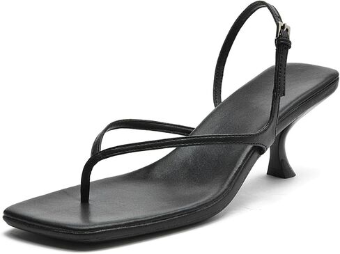 DADAWEN Women's kitten Heels Thong Sandals Square Open Toe Flip Flop Heels Buckle Sexy Fashion Summer Dressy Wedding Party Pumps Heeled Sandals in Saudi Arabia