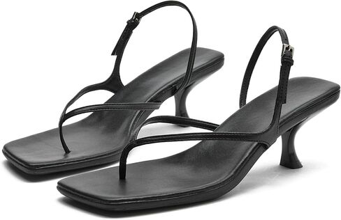 DADAWEN Women's kitten Heels Thong Sandals Square Open Toe Flip Flop Heels Buckle Sexy Fashion Summer Dressy Wedding Party Pumps Heeled Sandals in Saudi Arabia