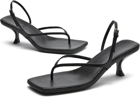 DADAWEN Women's kitten Heels Thong Sandals Square Open Toe Flip Flop Heels Buckle Sexy Fashion Summer Dressy Wedding Party Pumps Heeled Sandals in Saudi Arabia