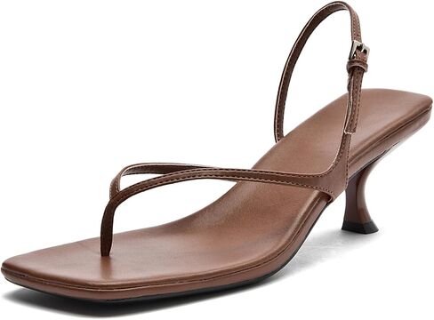 DADAWEN Women's kitten Heels Thong Sandals Square Open Toe Flip Flop Heels Buckle Sexy Fashion Summer Dressy Wedding Party Pumps Heeled Sandals in Saudi Arabia