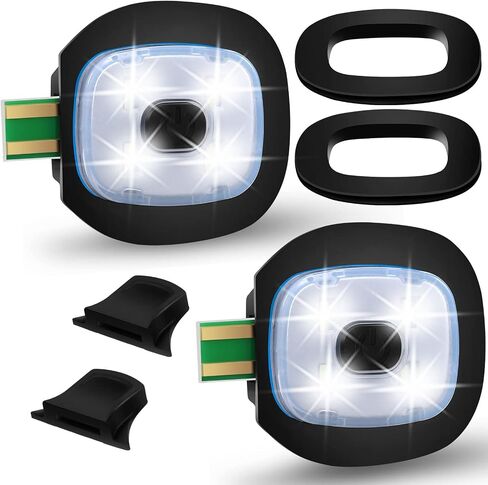 Mudder USB Rechargeable Light for LED Knit Beanie Hat, 4 Pieces, Strong Medium and Weak Mode Hat Lights Flashing Hands Free Flashlight Men Dad Father, Black in Saudi Arabia