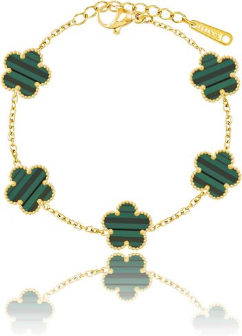 14K Gold Plated Dainty Four Leaf Clover Dot Bracelets for Women Lucky Flower Jewelry in Kuwait