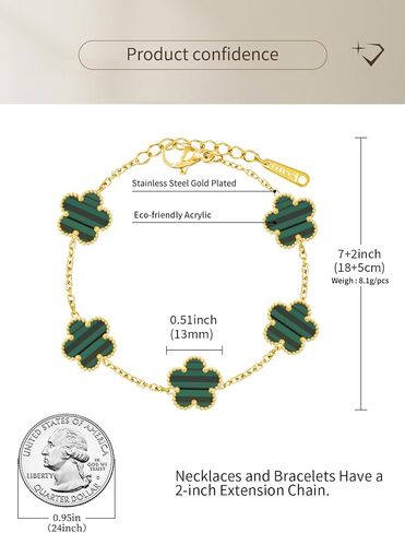 14K Gold Plated Dainty Four Leaf Clover Dot Bracelets for Women Lucky Flower Jewelry in Kuwait