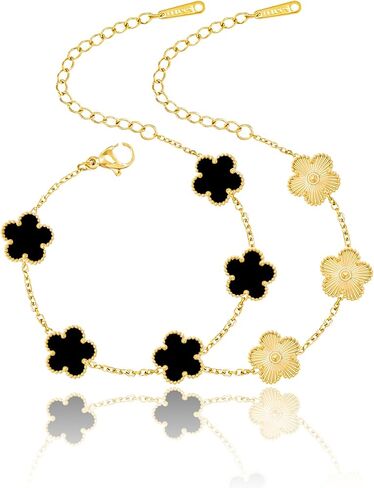 14K Gold Plated Dainty Four Leaf Clover Dot Bracelets for Women Lucky Flower Jewelry in Kuwait