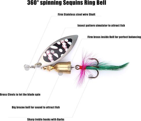 6pcs Fishing Lures Spinner Baits Buzz Bait Bass lure, fishing bait Musky fishing Pike lures Trout lure Salmon lures Hard Metal Spinnerbait in Saudi Arabia