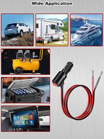 12V Cigarette Lighter Plug with Switch On Off, 15FT 16AWG Heavy Duty Cigarette Lighter Male Plug Replacement with Leads & LED, Male Cigarette Lighter Plug Adapter Cable Cord for Car, RV in Saudi Arabia